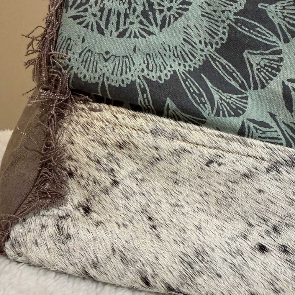 Myra Bag Teal and Brown Travel Tote with White Pattern - Picture 6 of 11